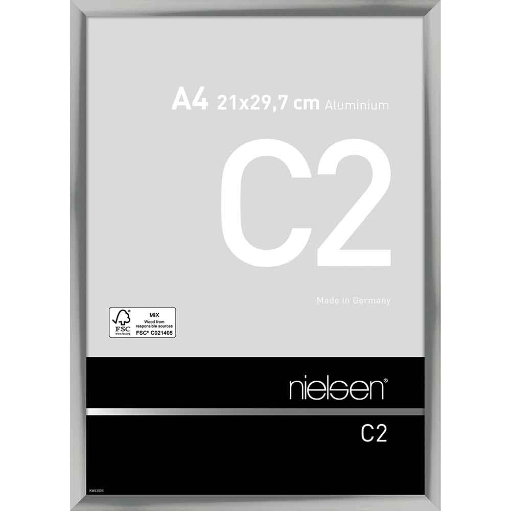 Lijst van aluminium C2 21x29,7 cm (A4) | zilver, glanzend | normaal glas
