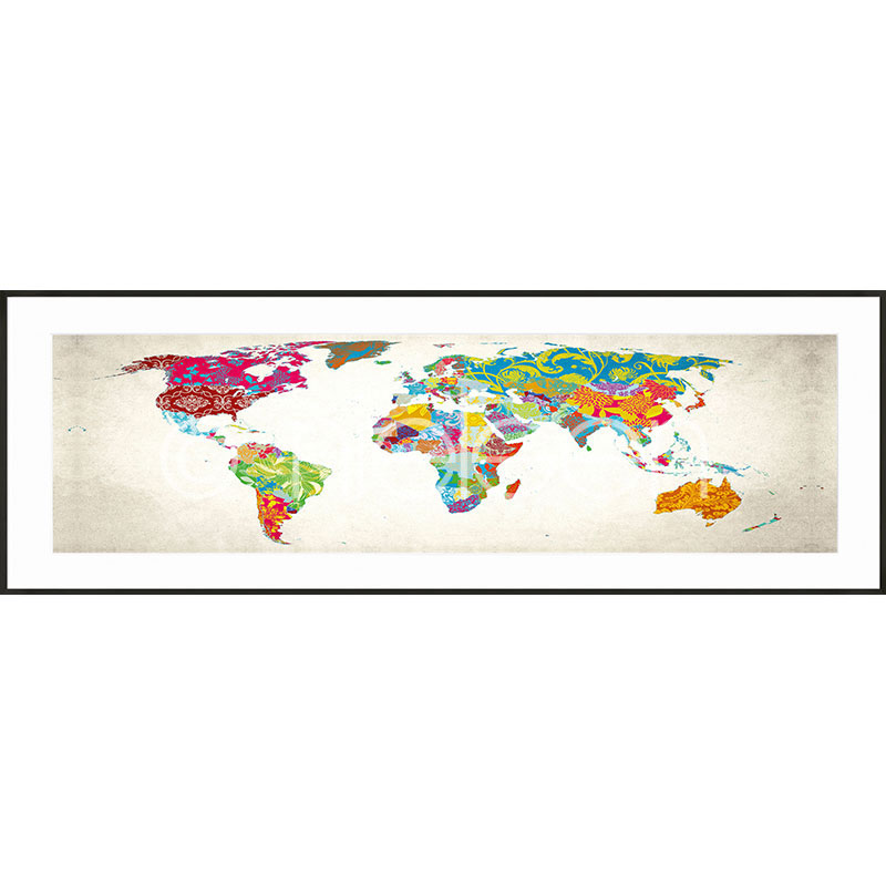 Kleurrijke wereldkaart met lijst